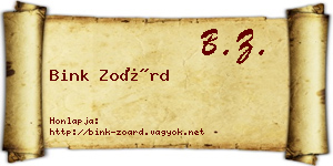Bink Zoárd névjegykártya
